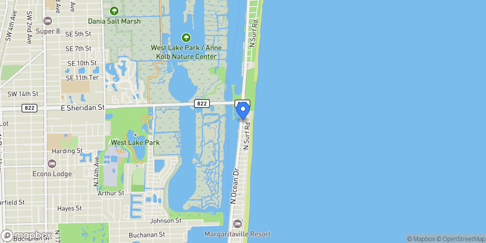 Map showing 3319 N Ocean Drive 702, Hollywood, Florida, United States.