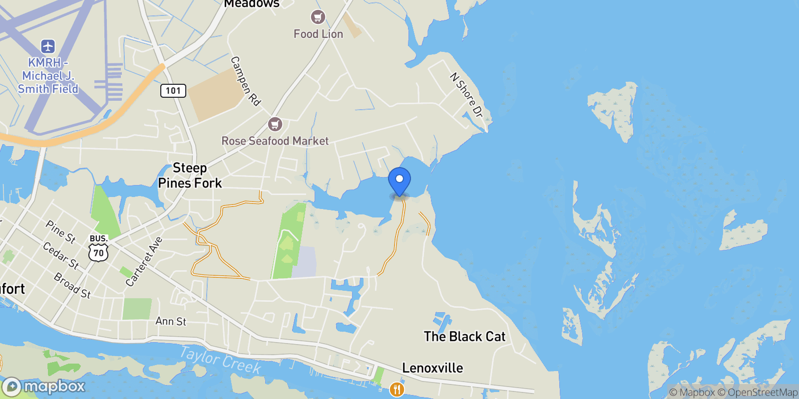 Map showing 555 Freedom Park Road, Beaufort, NC 28516, Beaufort, North Carolina, United States.