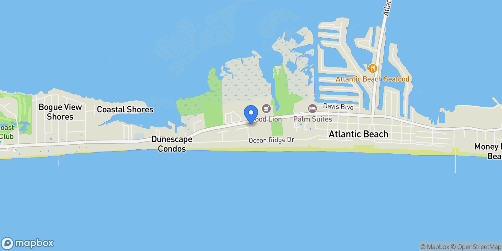 Map showing 108 Talford Drive, Atlantic Beach, NC 28512, Atlantic Beach, North Carolina, United States.