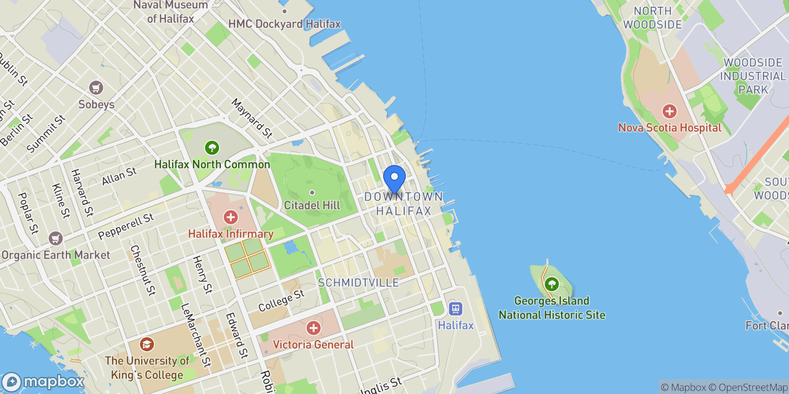 Map showing 1650 Granville Street #1202, Halifax, NS B3J 0E1, Halifax, Nova Scotia, Canada.
