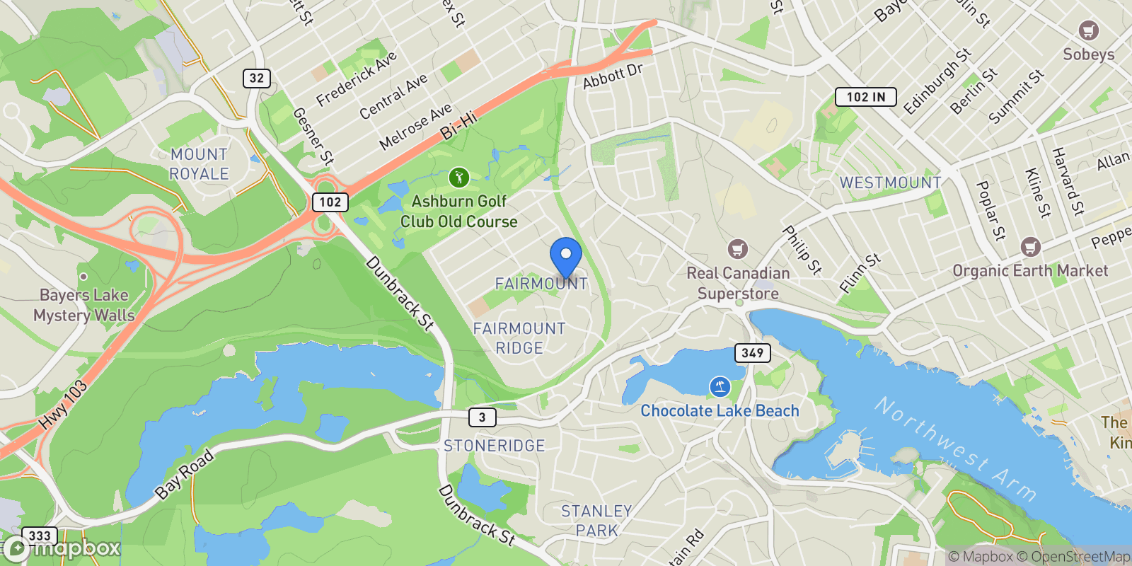 Map showing 26 Downs Avenue, Halifax, NS B3N 2Z2, Halifax, Nova Scotia, Canada.