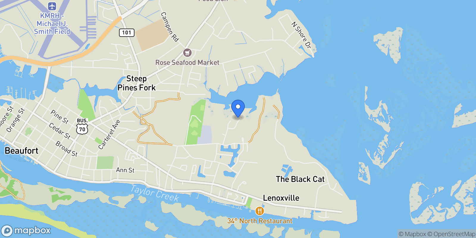 Map showing 535 Sheldrake Court, Beaufort, NC 28516, Beaufort, North Carolina, United States.