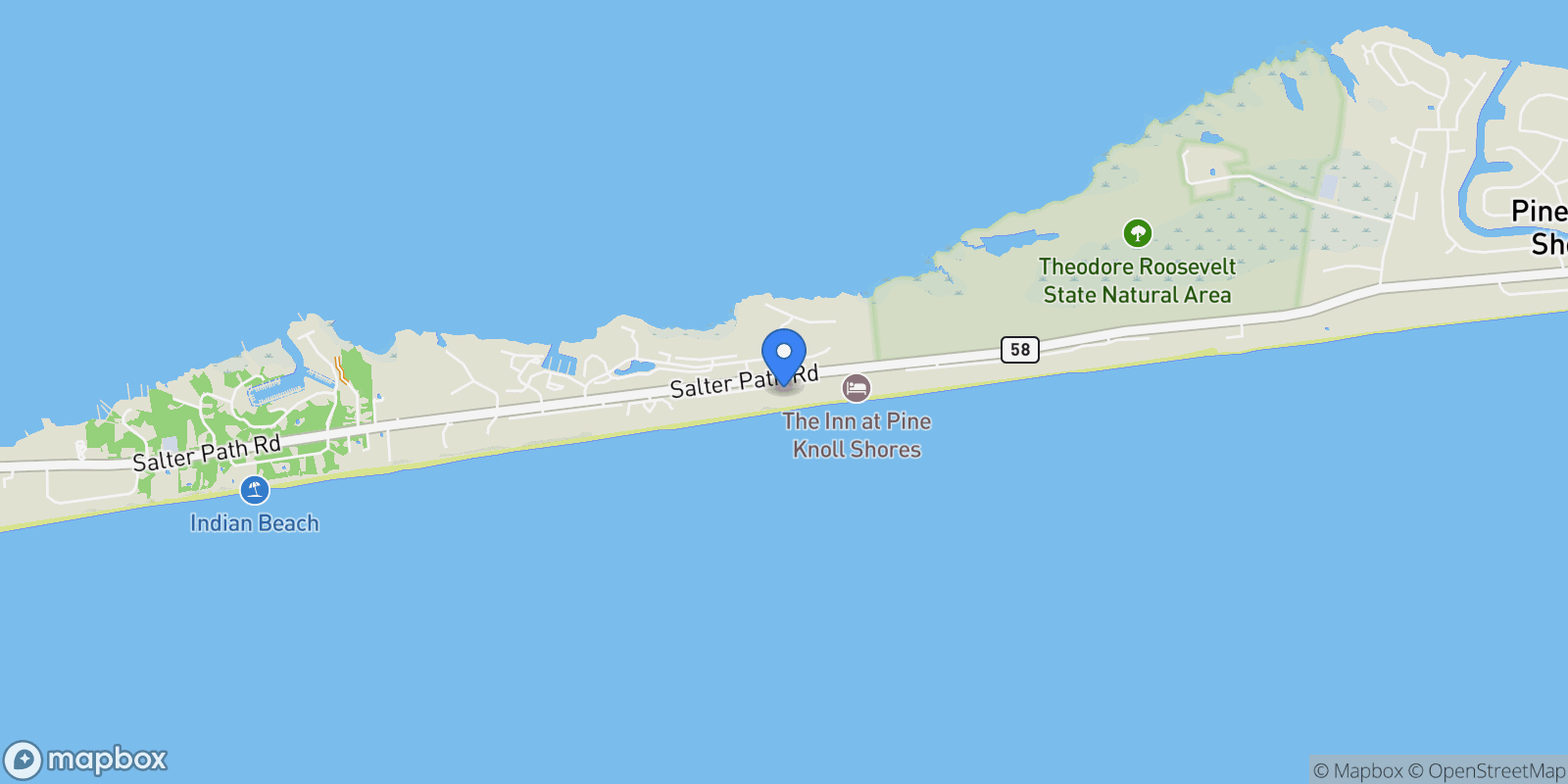 Map showing 535 Salter Path Road #15 Coral Shores, Pine Knoll Shores, NC 28512, Pine Knoll Shores, North Carolina, United States.