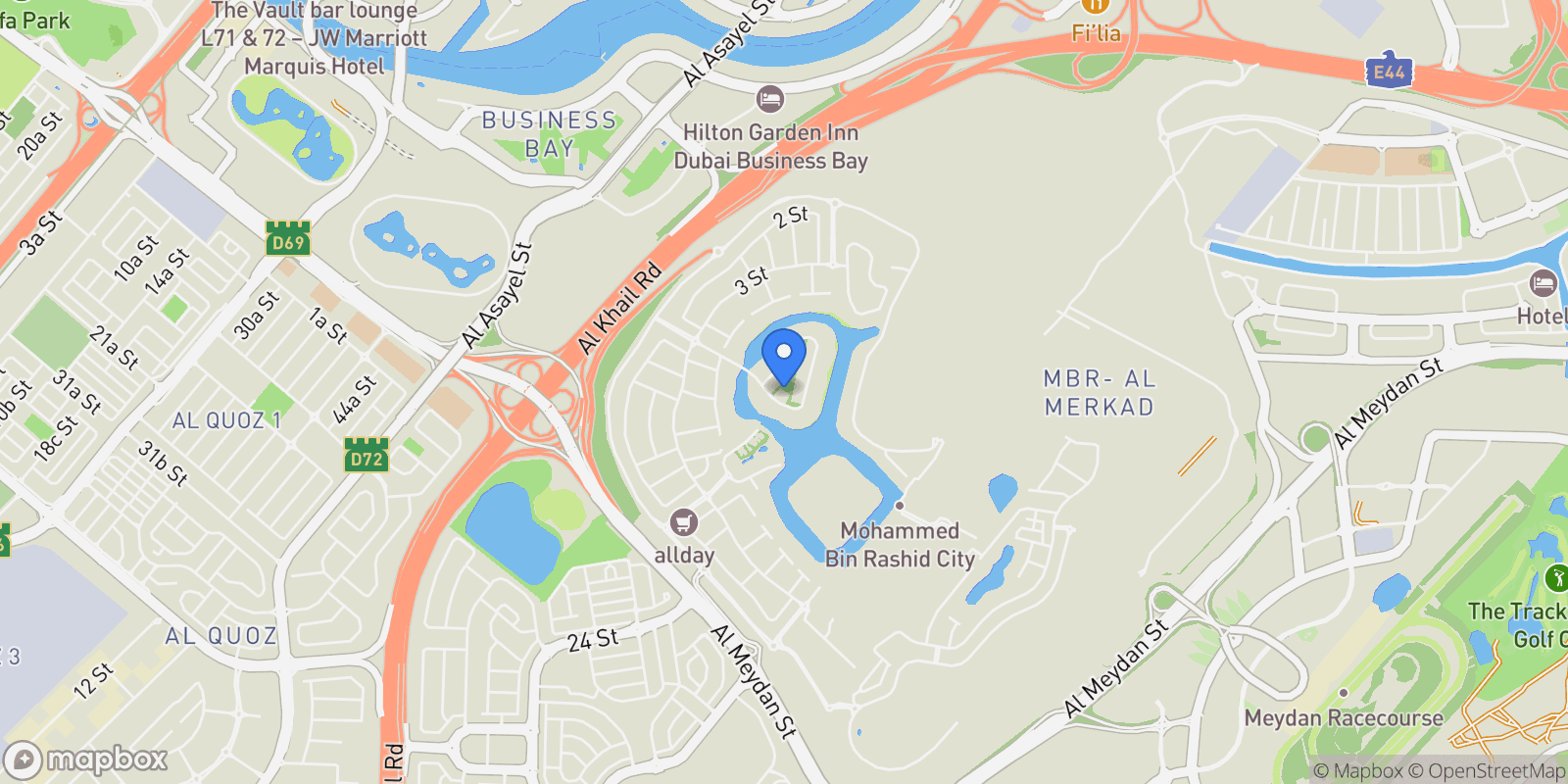 Map showing District 1 - Dubai - United Arab Emirates, Dubai, Dubai, United Arab Emirates.