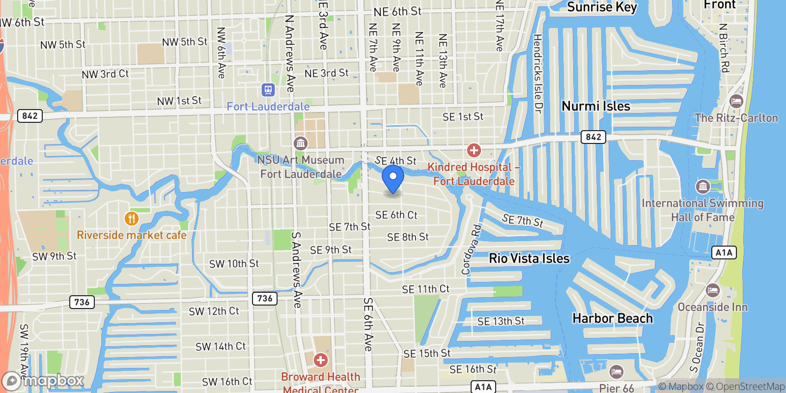 Map showing 810 SE 5th Ct, Fort Lauderdale, Florida, United States.