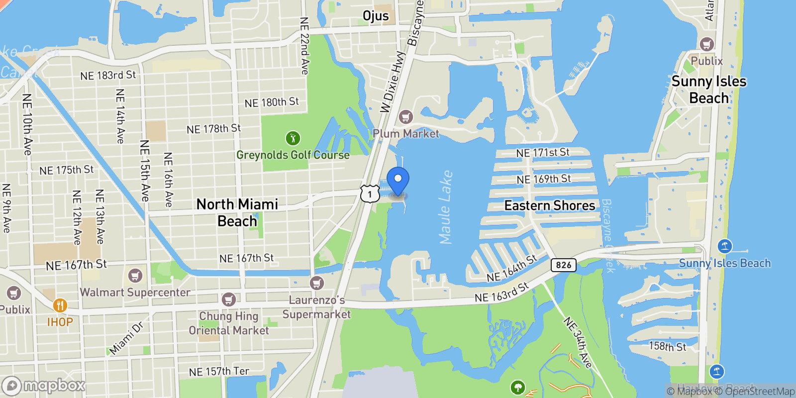 Map showing 17111 Biscayne Blvd 1702, North Miami Beach, Florida, United States.