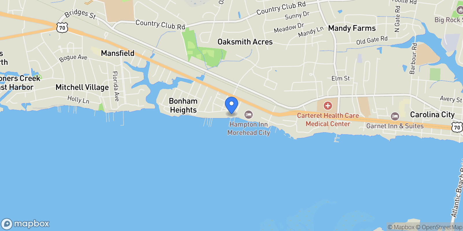 Map showing 4101/4103 Sound Drive, Morehead City, NC 28557, Morehead City, North Carolina, United States.