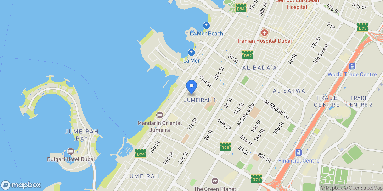 Map showing Jumeirah - Jumeirah 1 - Dubai - United Arab Emirates, Dubai, Dubai, United Arab Emirates.