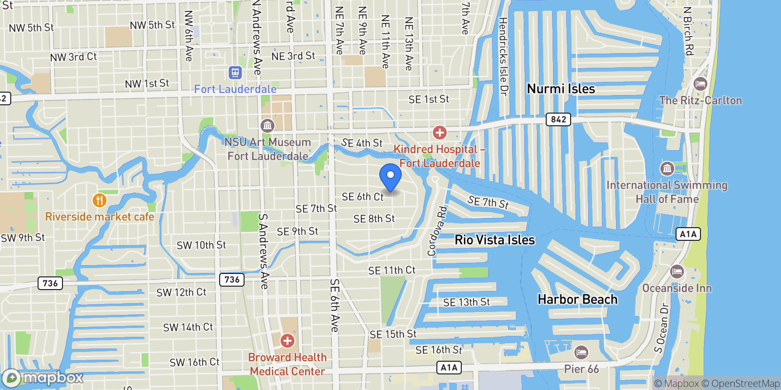 Map showing 615 SE 11th Ave, Fort Lauderdale, Florida, United States.