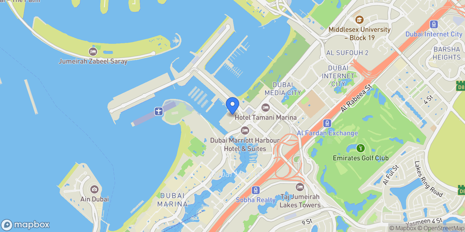 Map showing 555564 D94 - Dubai International Marine Club - Dubai - United Arab Emirates, Dubai, Dubai, United Arab Emirates.