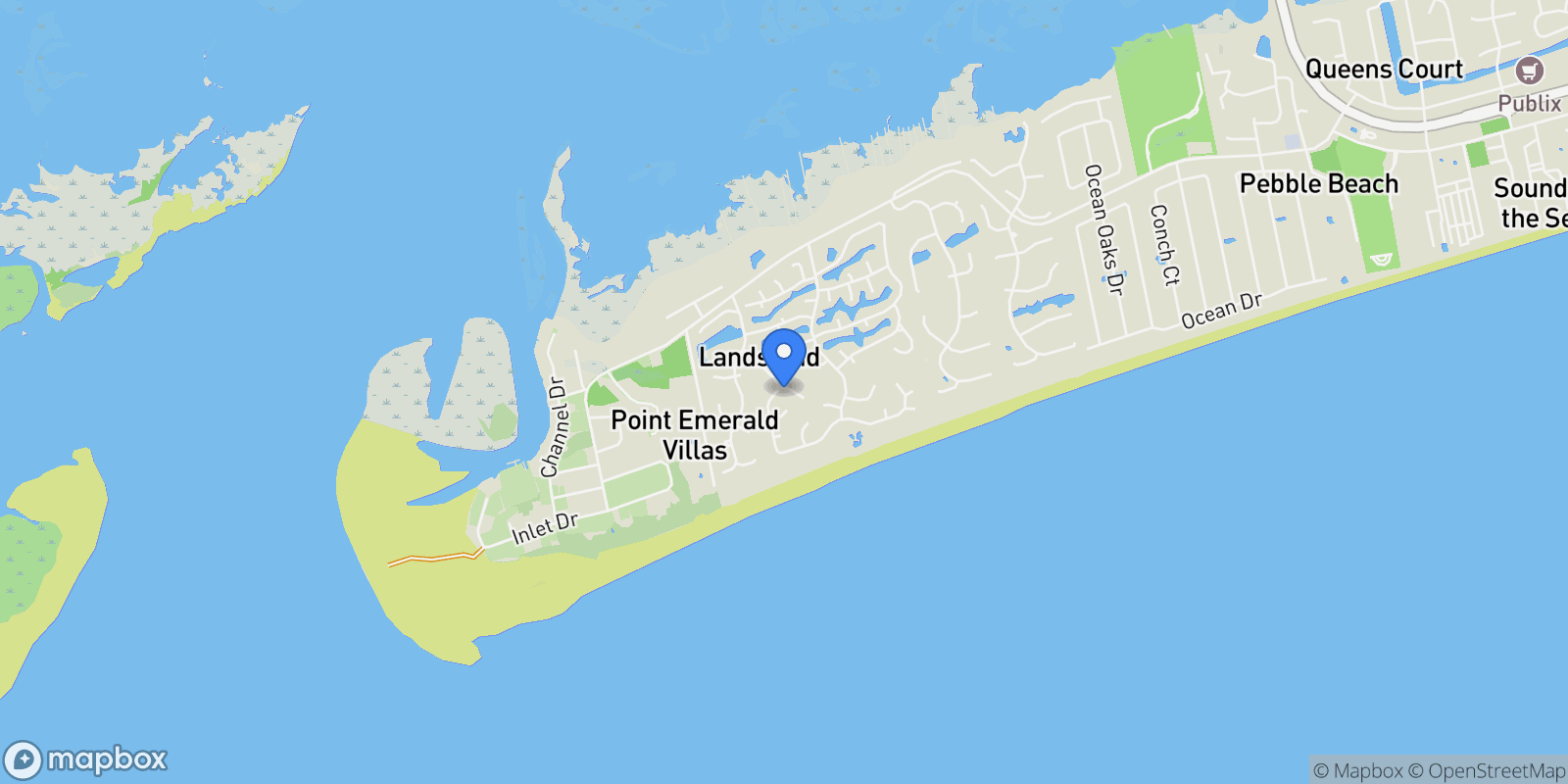 Map showing 112 Windjammer S, Emerald Isle, NC 28594, Emerald Isle, North Carolina, United States.