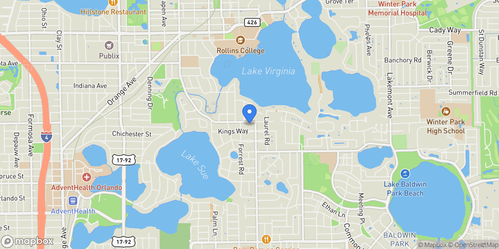 Map showing 240 E Lake Sue Ave, Winter Park, Florida, United States.