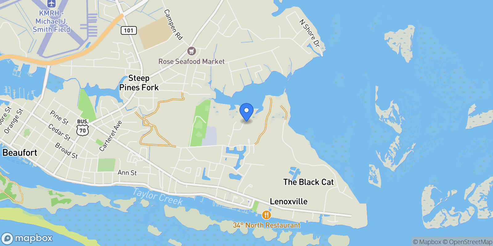 Map showing 534 Sheldrake Court, Beaufort, NC 28516, Beaufort, North Carolina, United States.