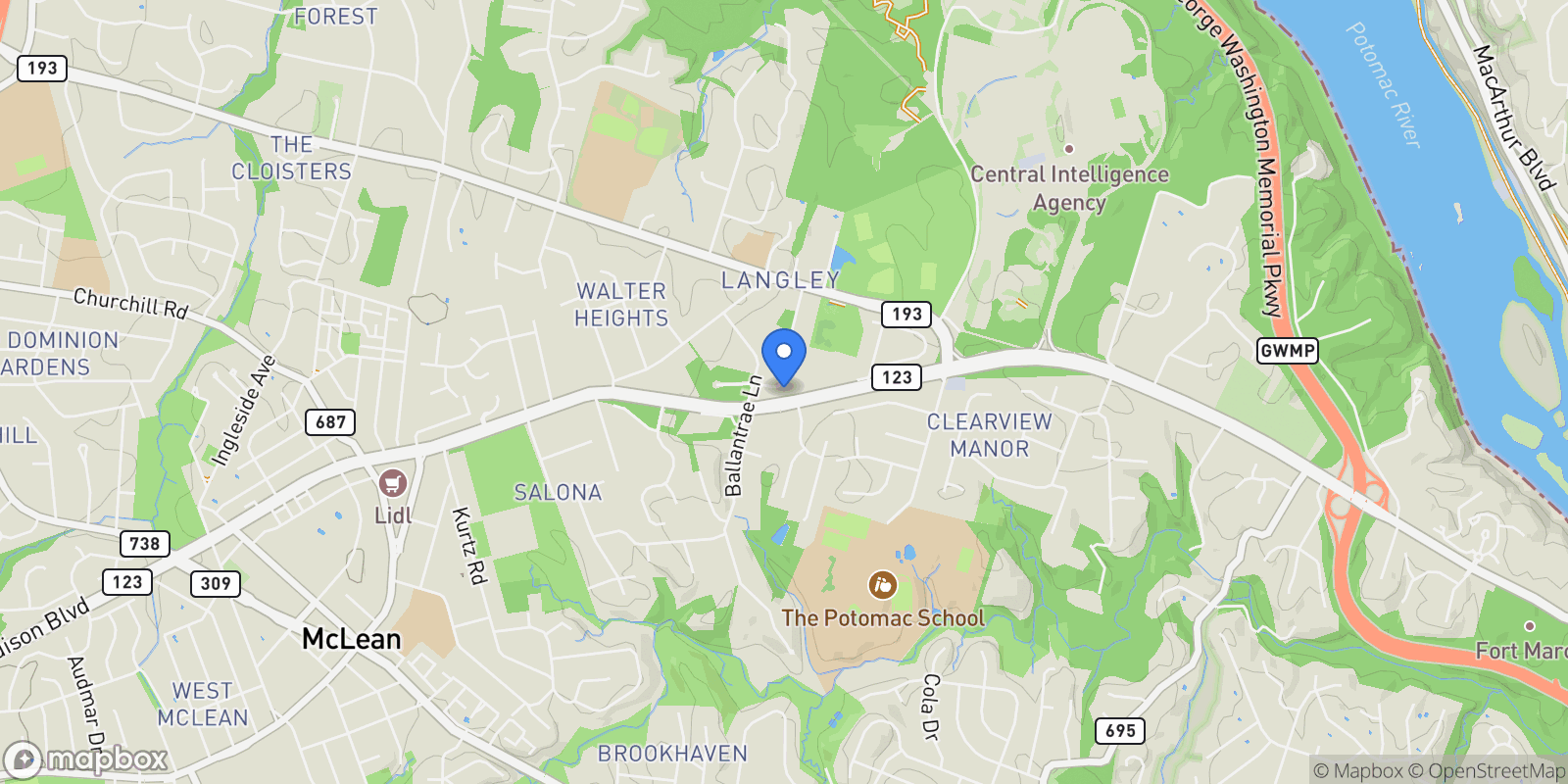 Map showing 1179 Ballantrae Lane , Mclean, VA 22101, McLean, Virginia, United States.