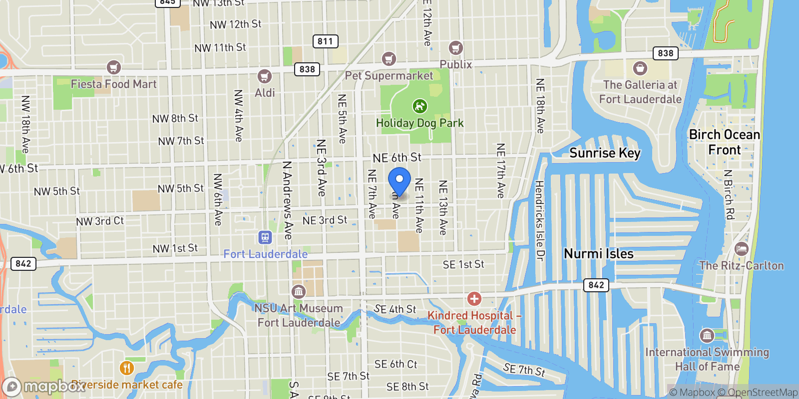 Map showing 408 NE 9th Ave, Fort Lauderdale, Florida, United States.