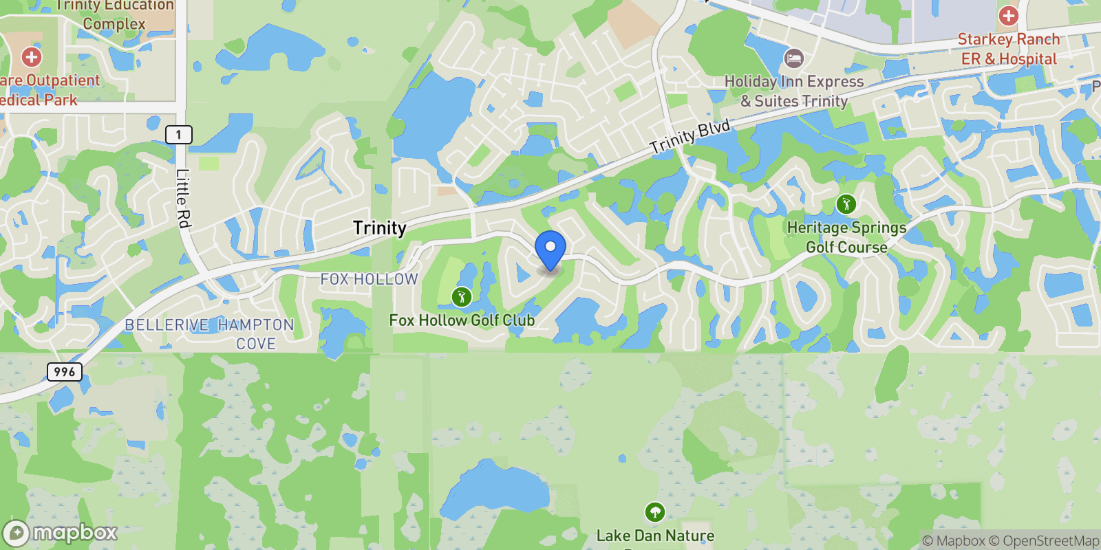 Map showing 10628 Pontofino Circle, Trinity, FL 34655, Trinity, Florida, United States.