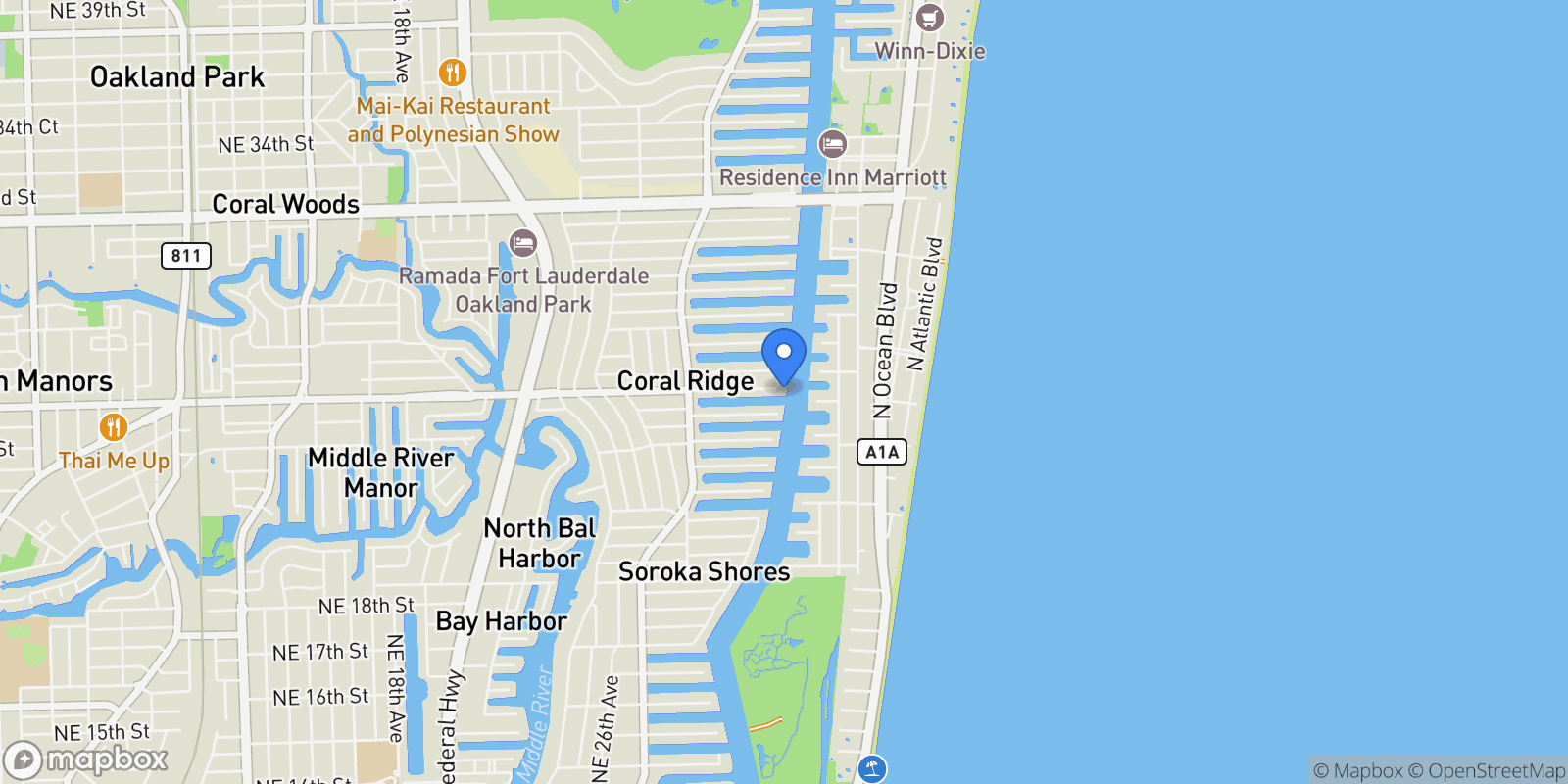 Map showing 2898 NE 26th St, Wilton Manors, Florida, United States.
