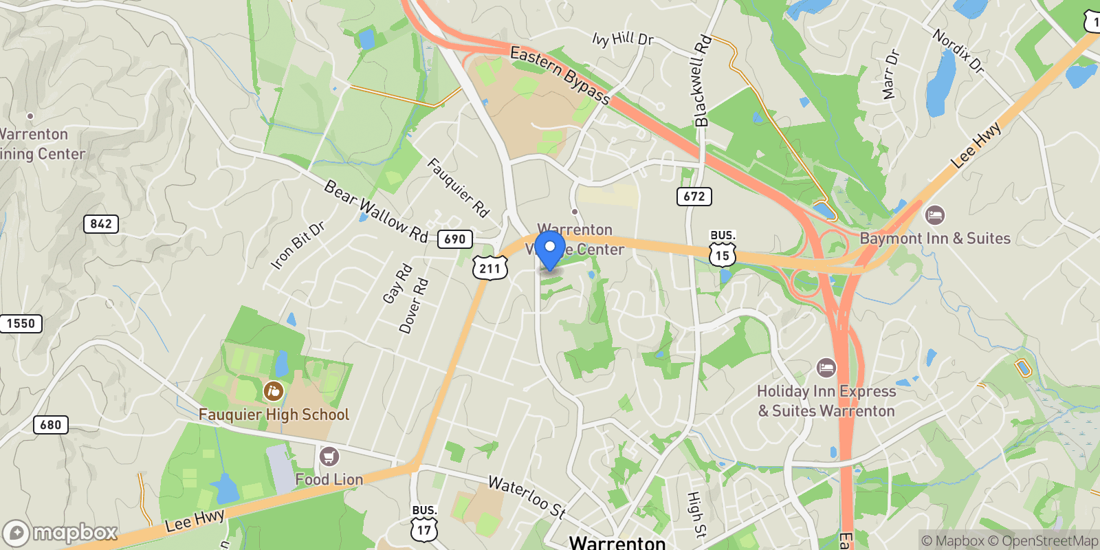 Map showing 535 Winchester Street, Warrenton, VA 20186, Warrenton, Virginia, United States.