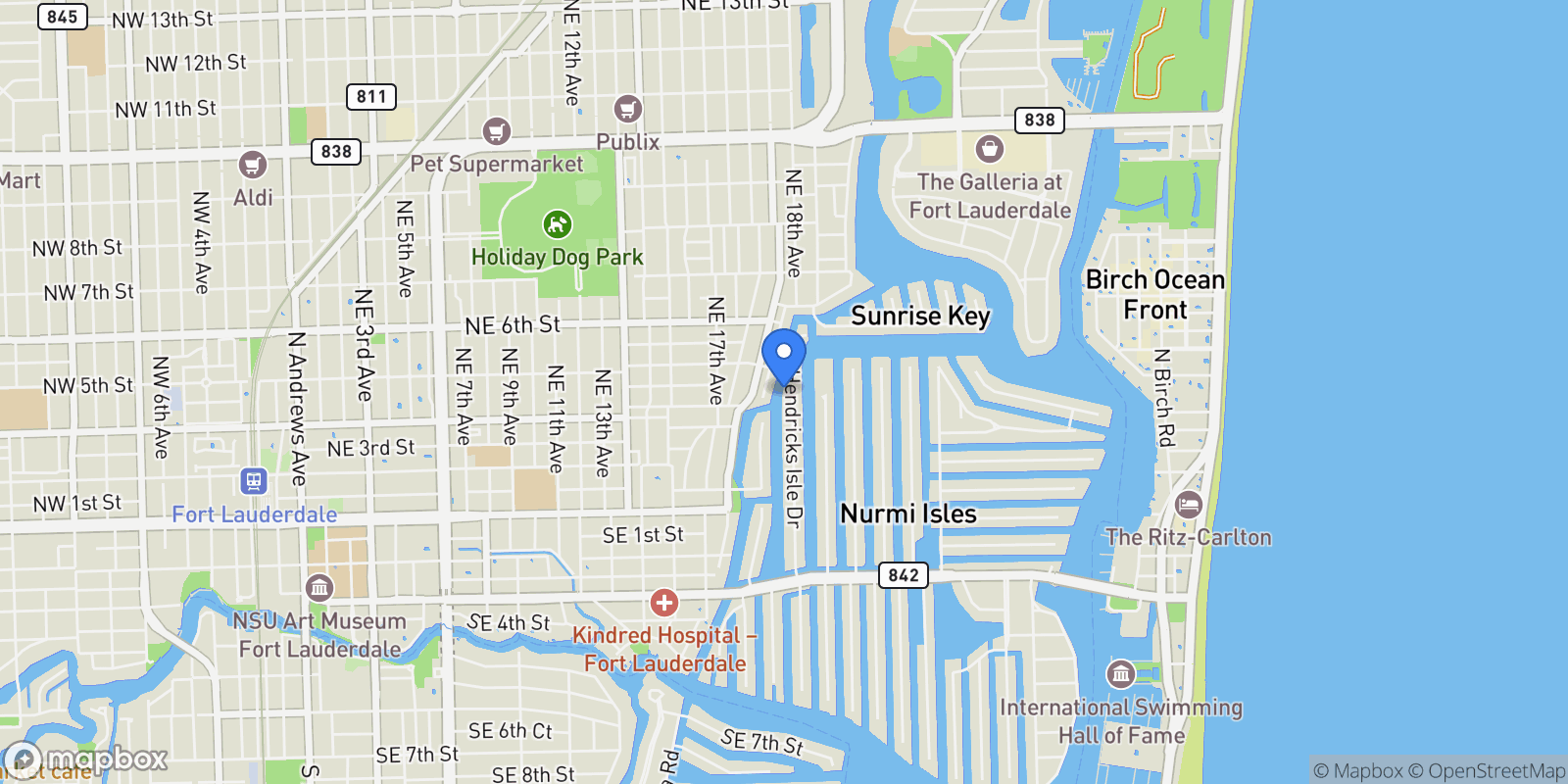 Map showing 421 Hendricks Isle, Fort Lauderdale, Florida, United States.