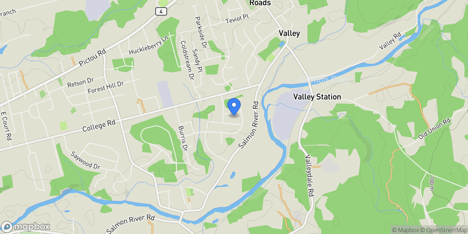 Map showing 26 Cambridge Drive, Valley, NS B6L 4P4, Valley, Nova Scotia, Canada.
