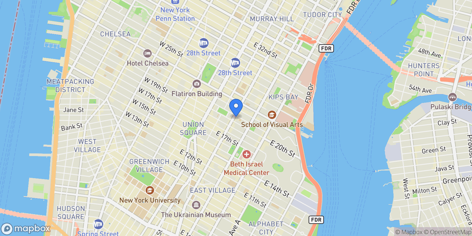 Map showing 200 E 21ST ST, New York, New York, United States.