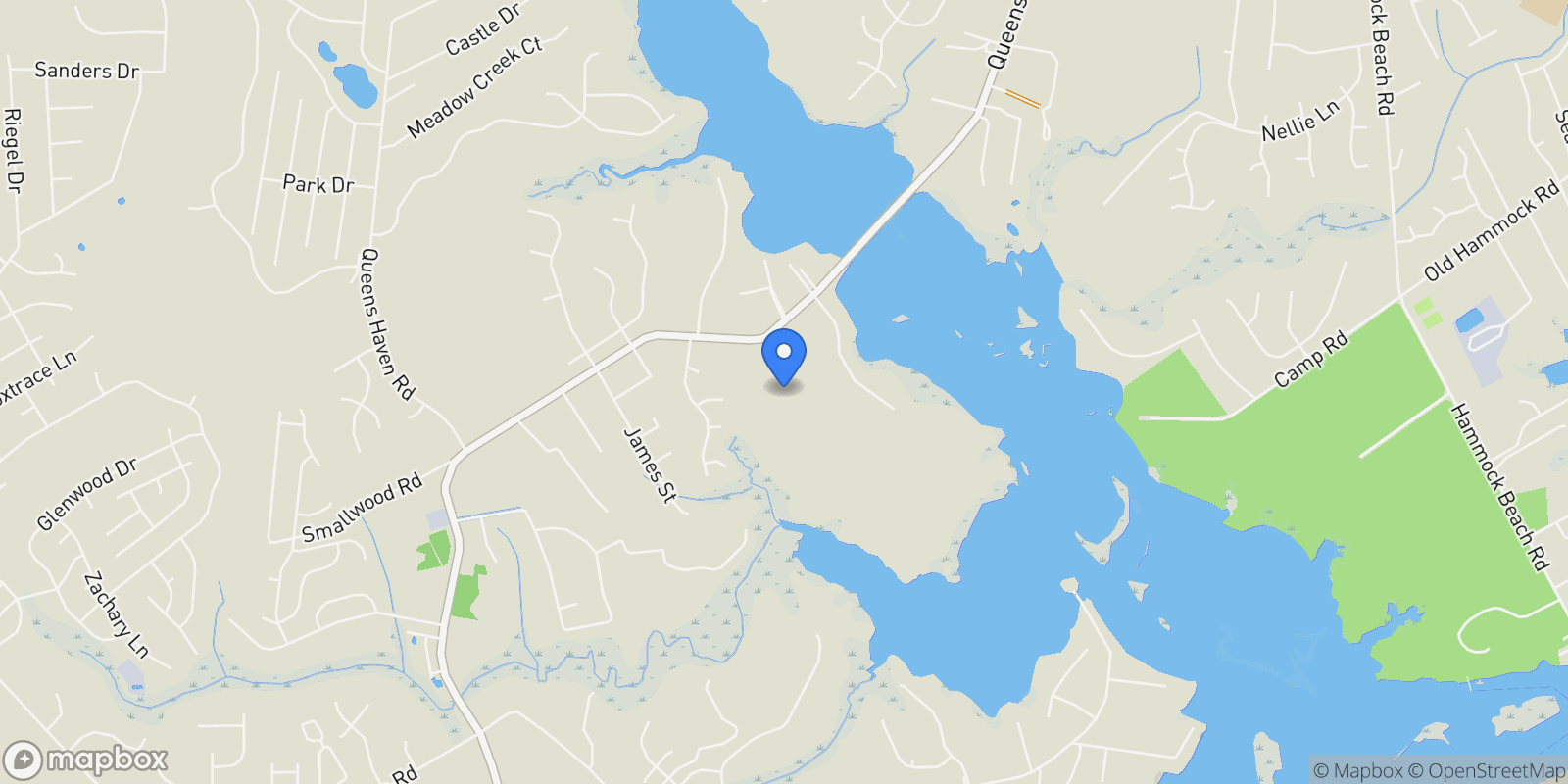 Map showing 517 Queens Creek Road, Hubert, NC 28539, Swansboro, North Carolina, United States.