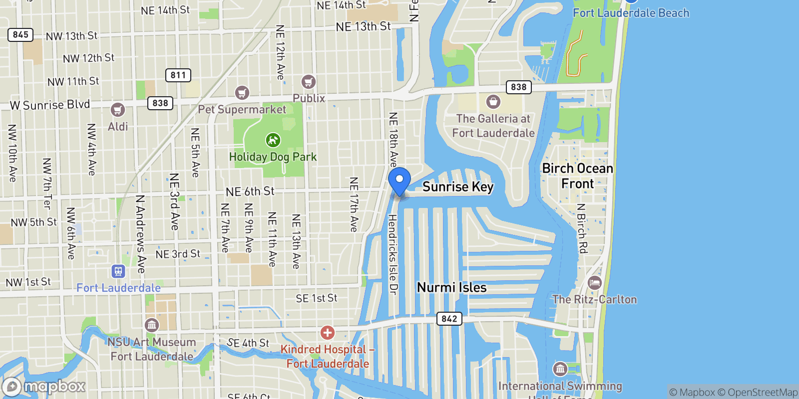 Map showing 534 Hendricks Isle 302, Fort Lauderdale, Florida, United States.