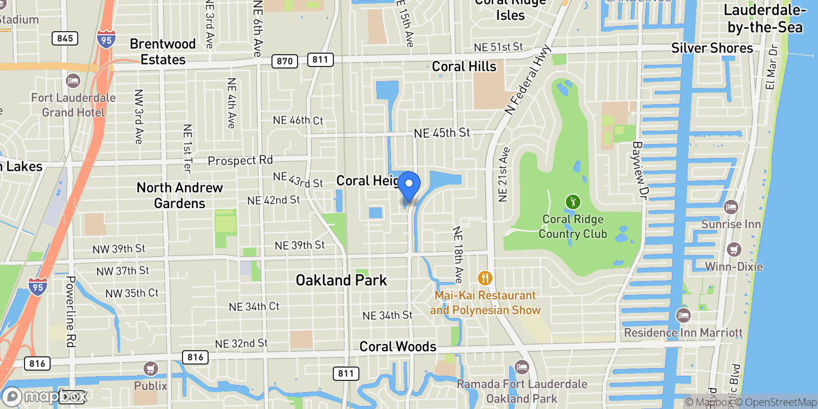 Map showing 4051 NE 16 Avenue, Oakland Park, Florida, United States.