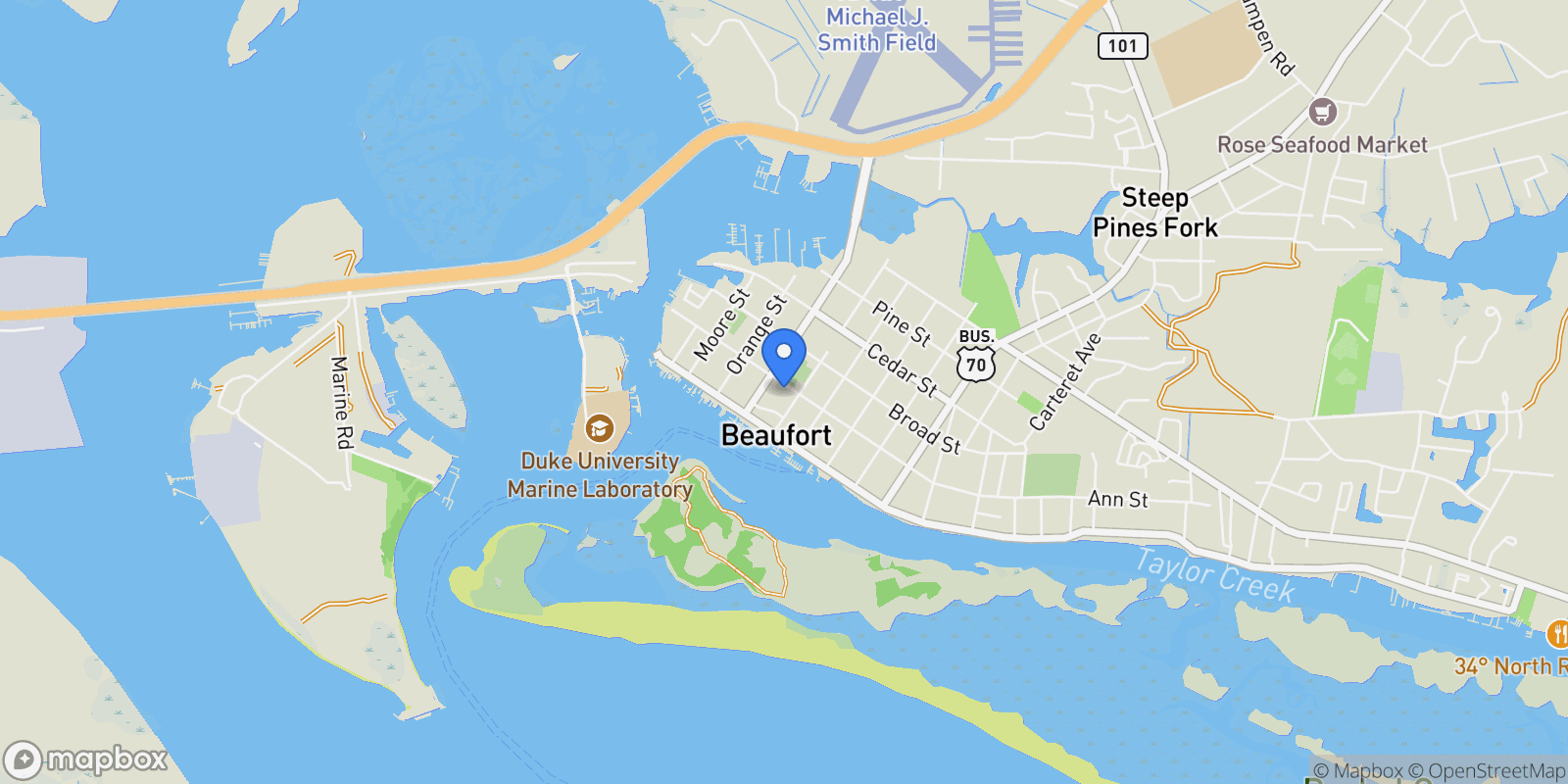 Map showing 412 Ann Street, Beaufort, NC 28516, Beaufort, North Carolina, United States.