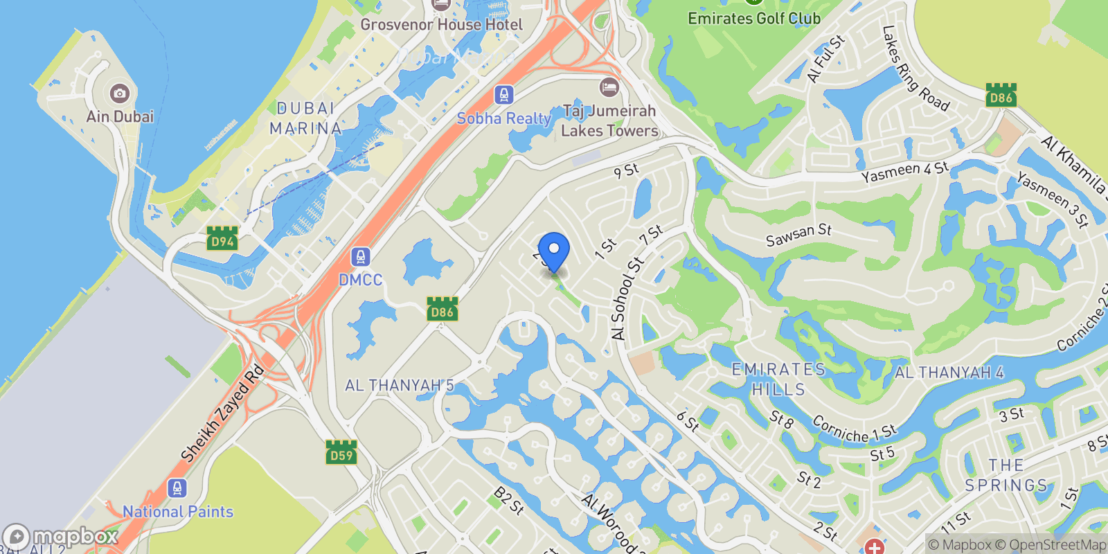 Map showing Meadows 2 - Dubai - United Arab Emirates, Dubai, Dubai, United Arab Emirates.