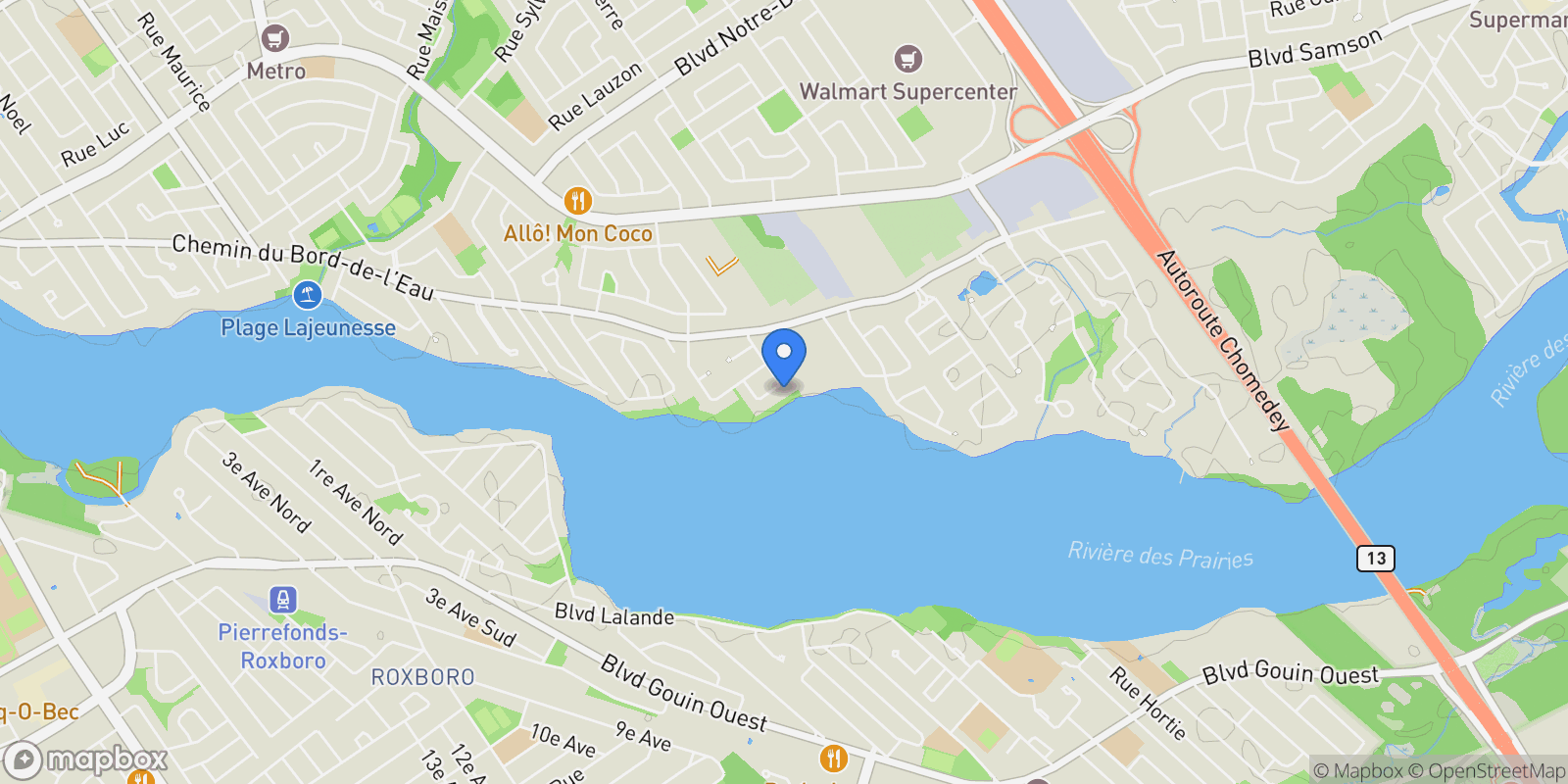 Map showing 261 Rue Marineau 302, Laval, Quebec, Canada.
