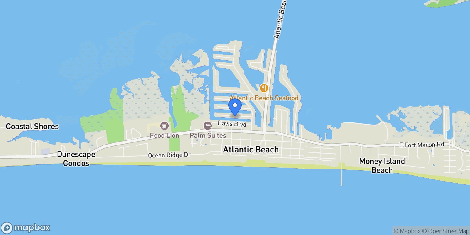 Map showing 121 Sound Drive, Atlantic Beach, NC 28512, Atlantic Beach, North Carolina, United States.