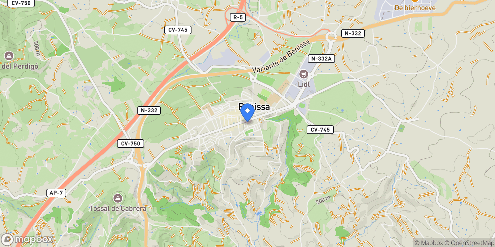 Map showing Benissa Costa, Benissa, Alicante, Benissa, Benissa, Valencian Community, Spain.