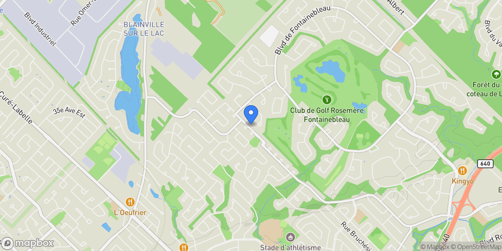 Map showing 230 Rue de la Renaissance, Blainville, Quebec, Canada.