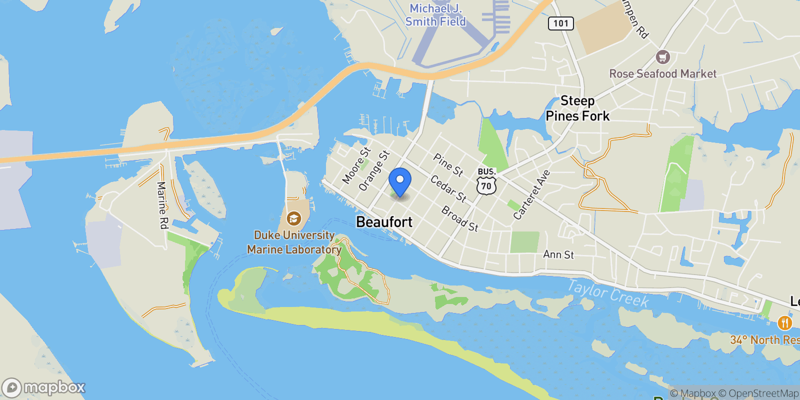 Map showing 200 Craven Street, Beaufort, NC 28516, Beaufort, North Carolina, United States.