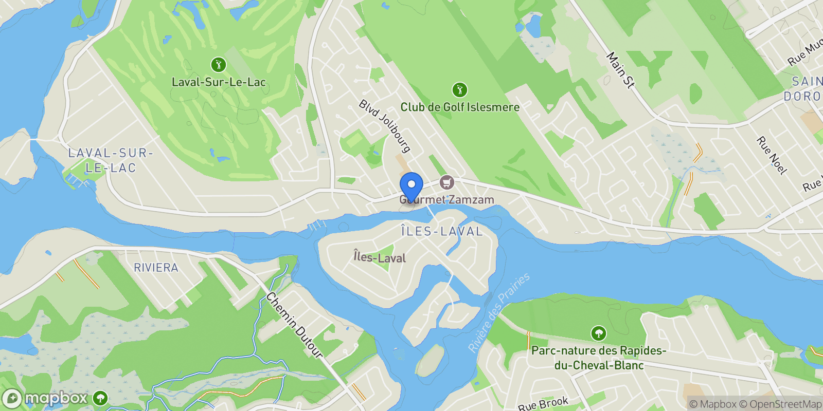Map showing 1298 Ch. du Bord-de-l'Eau PH501, Laval, Quebec, Canada.