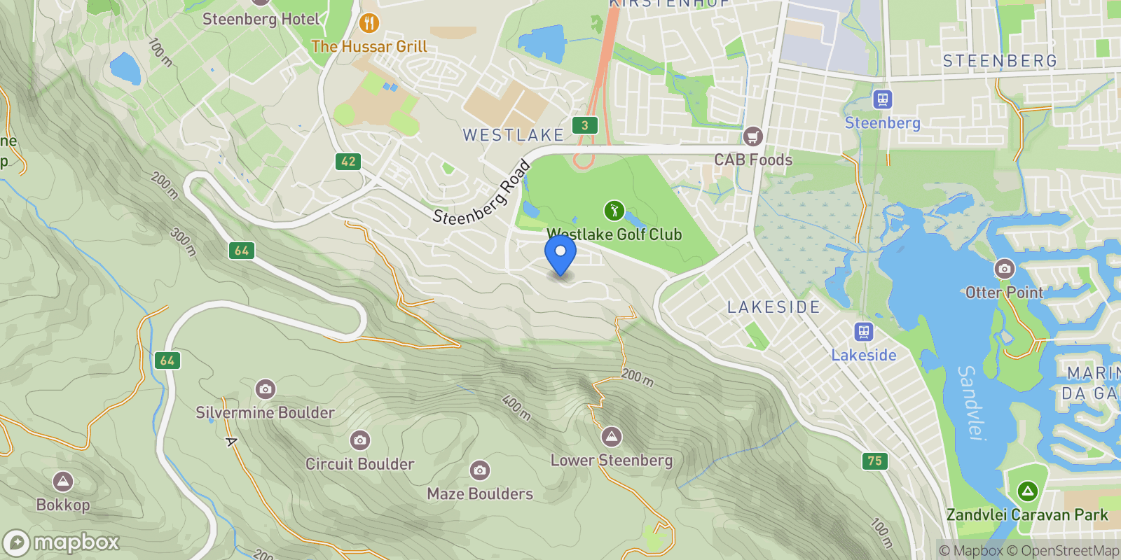 Map showing South Africa Cape Town Stonehurst Mountain Estate, Cape Town, Western Cape, South Africa.