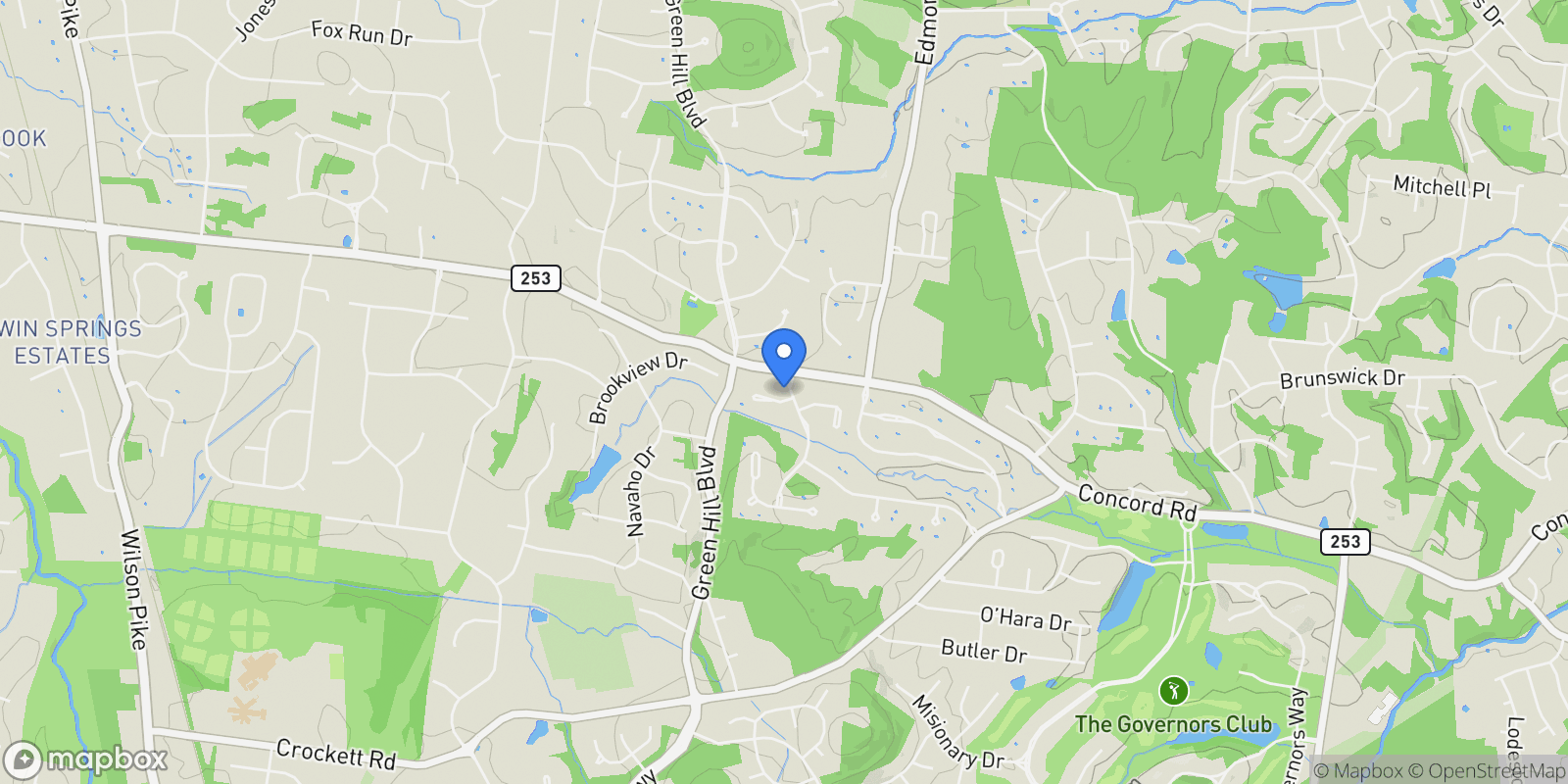 Map showing 9540 Sunbeam Ct , Brentwood, TN 37027, Nashville, Tennessee, United States.
