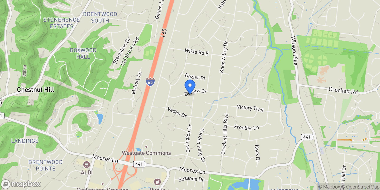 Map showing 8115 Devens Dr , Brentwood, TN 37027, Nashville, Tennessee, United States.