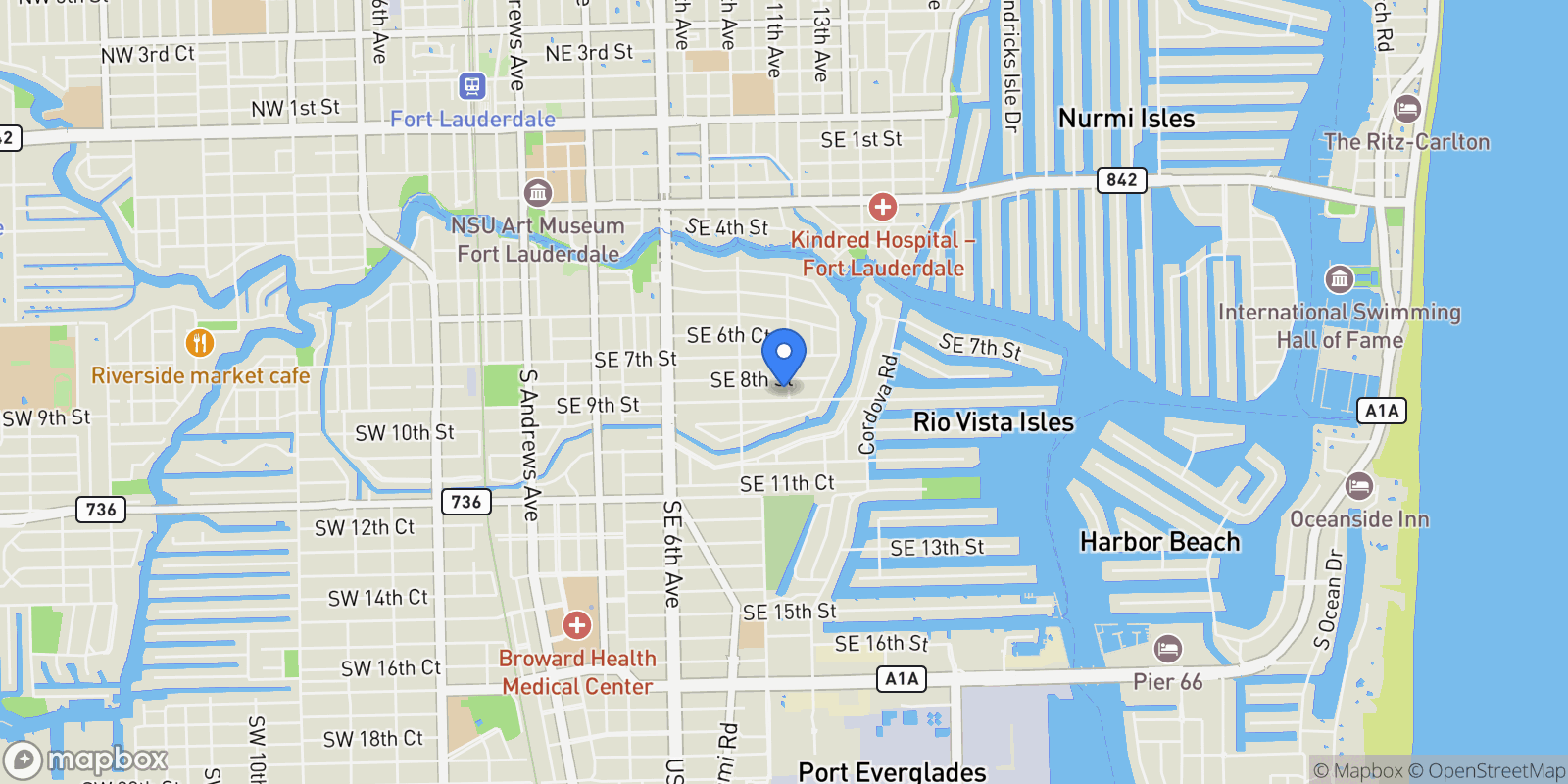 Map showing 815 SE 11th Ave, Fort Lauderdale, Florida, United States.