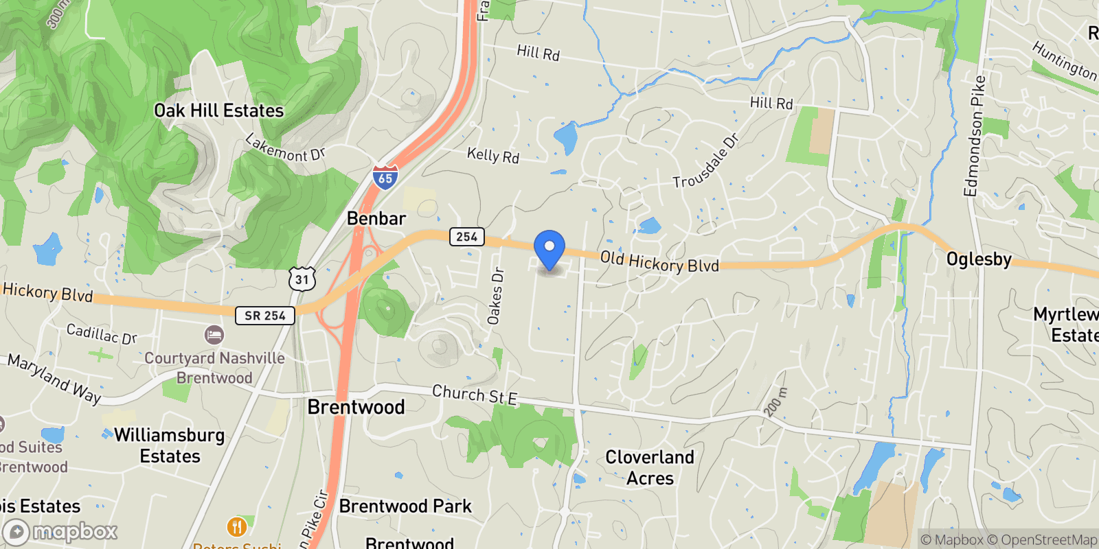 Map showing 5601 Cloverland Dr #122, Brentwood, TN 37027, Nashville, Tennessee, United States.