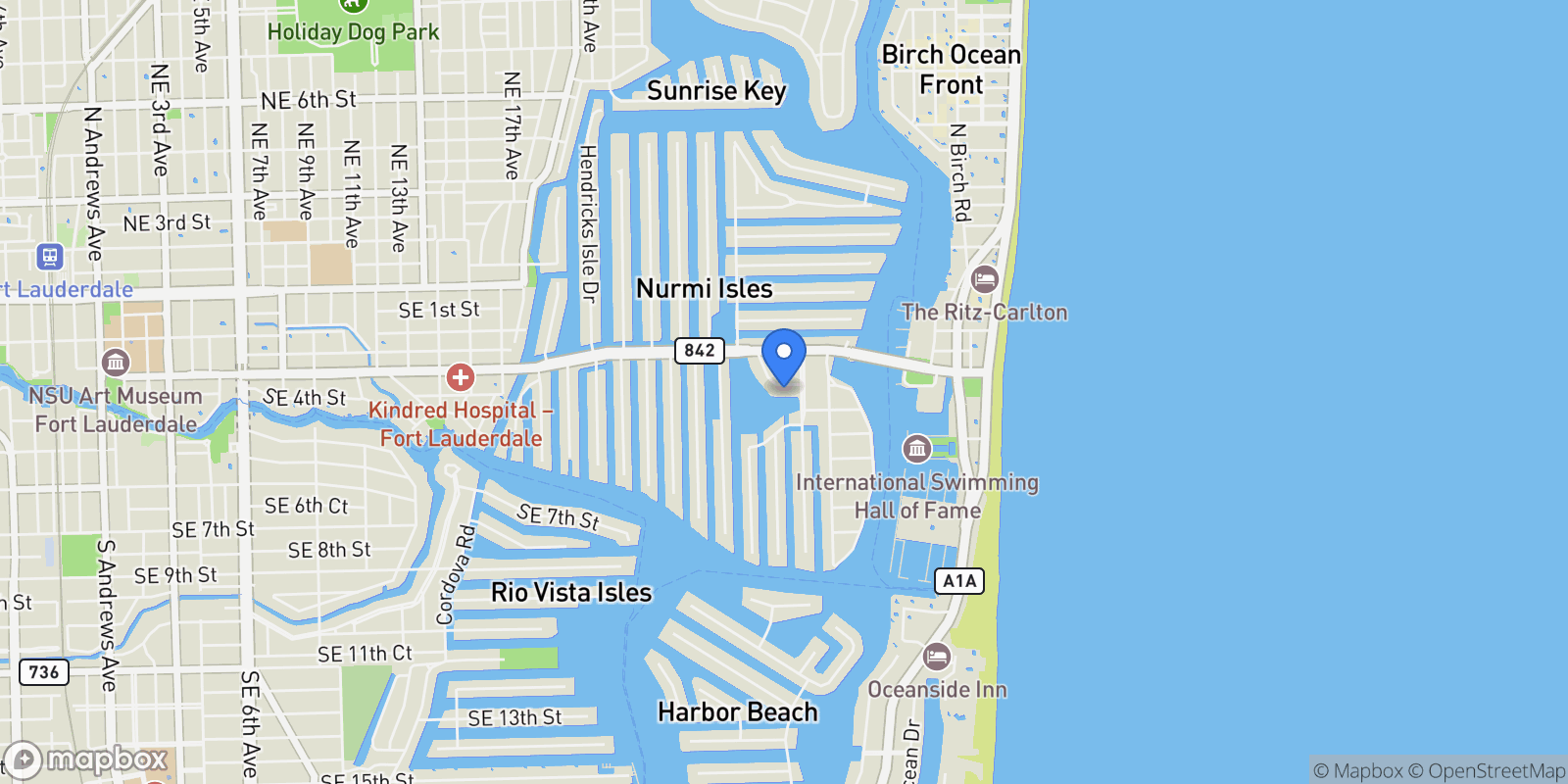 Map showing 353 Sunset Drive PH02, Fort Lauderdale, Florida, United States.