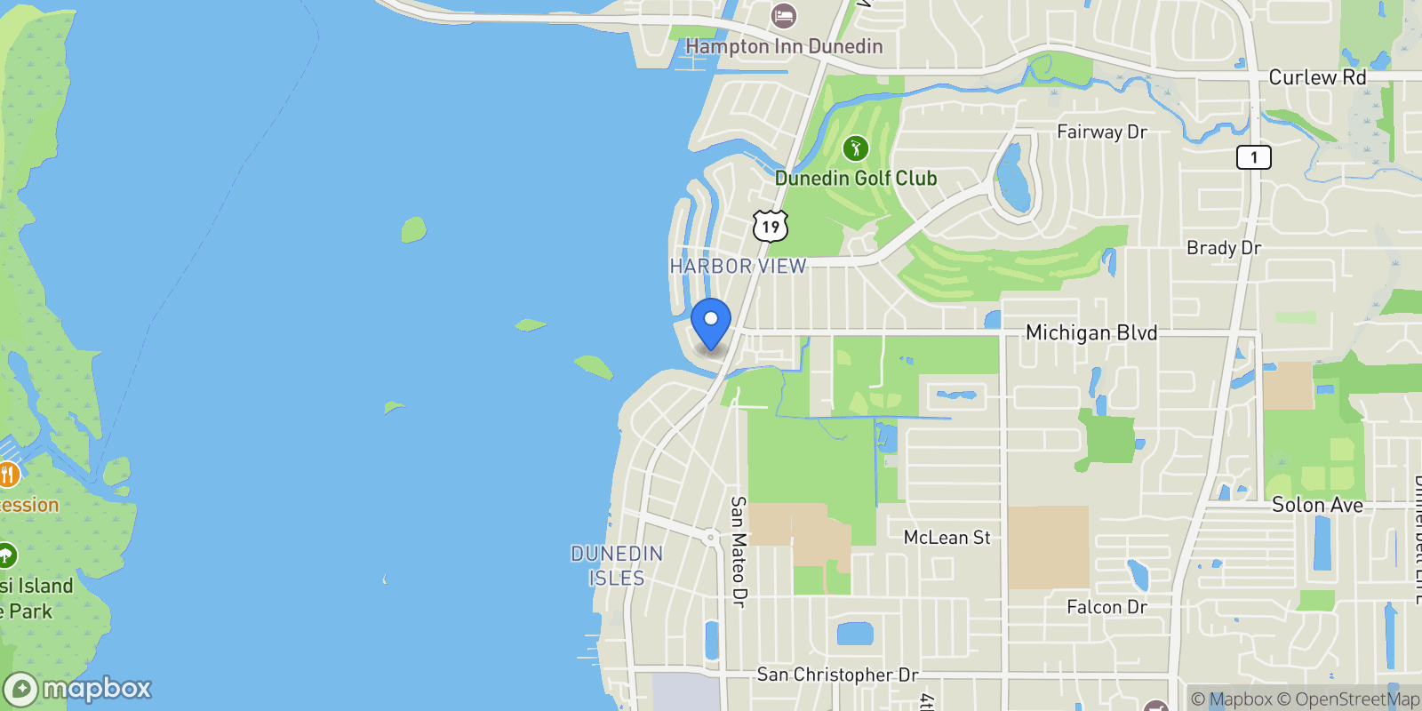 Map showing 1964 Cedar Drive, Dunedin, FL 34698, Dunedin, Florida, United States.