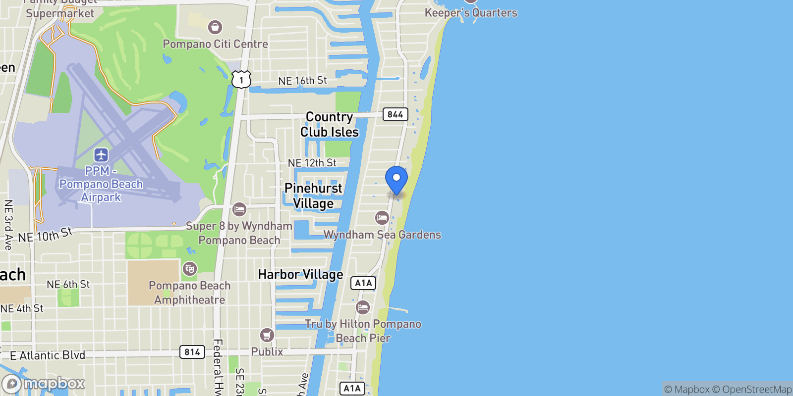 Map showing 730 N Ocean Blvd 701, Hillsboro Beach, Florida, United States.