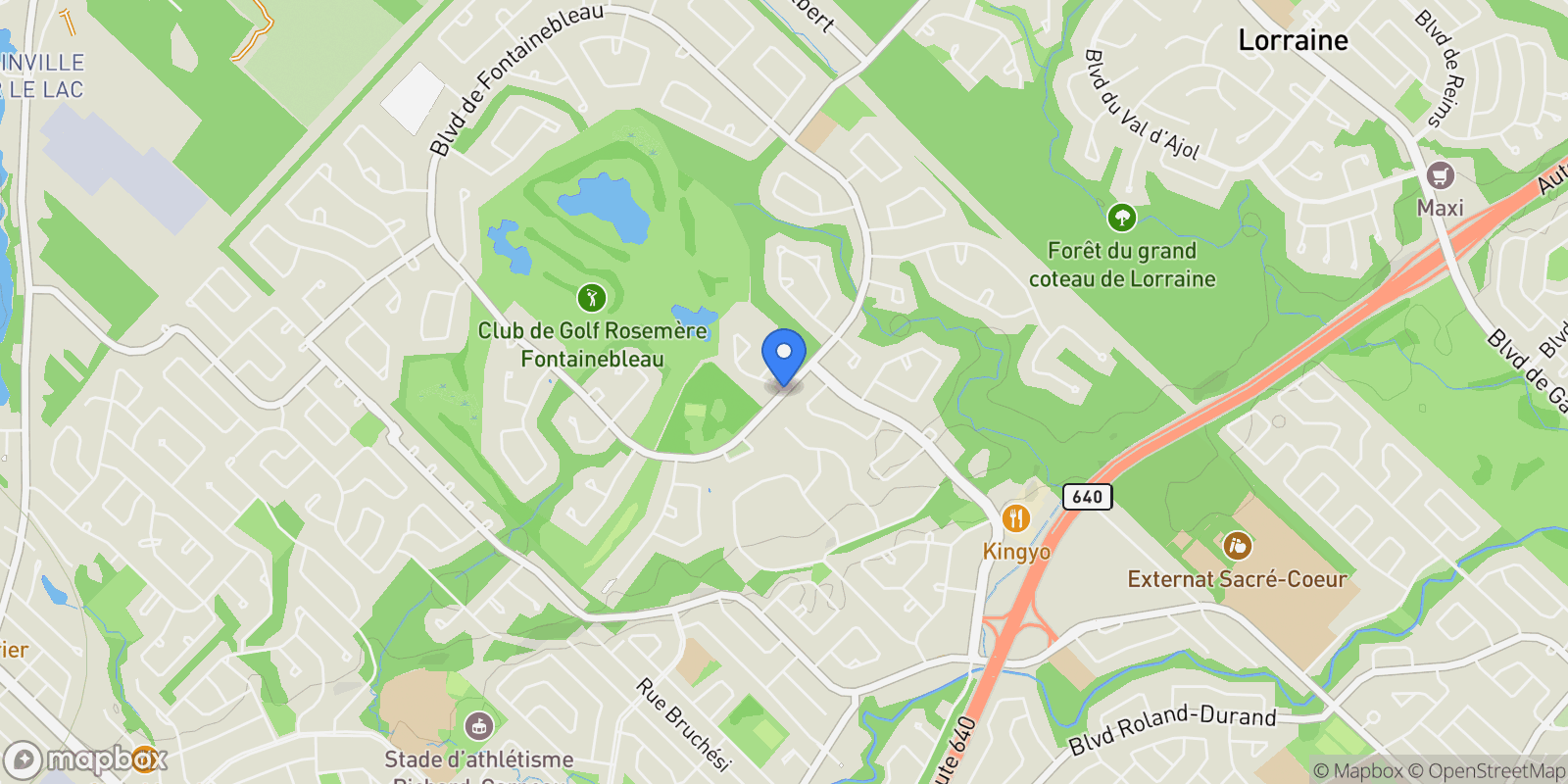 Map showing 1 Rue de Chinon, Blainville, Quebec, Canada.