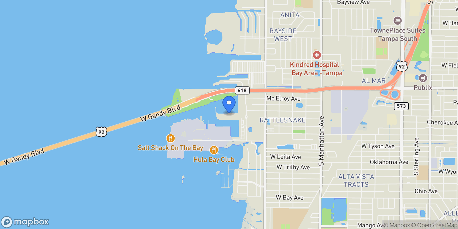 Map showing 5150 Marina Way , 21610, Tampa, FL 33611, Tampa, Florida, United States.