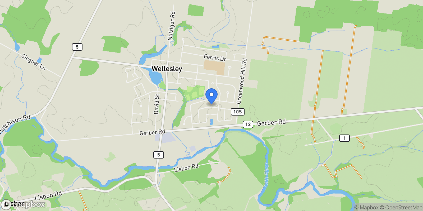 Map showing 79 Gerber Meadows Drive, Wellesley, ON N0B 2T0, Wellesley, Ontario, Canada.