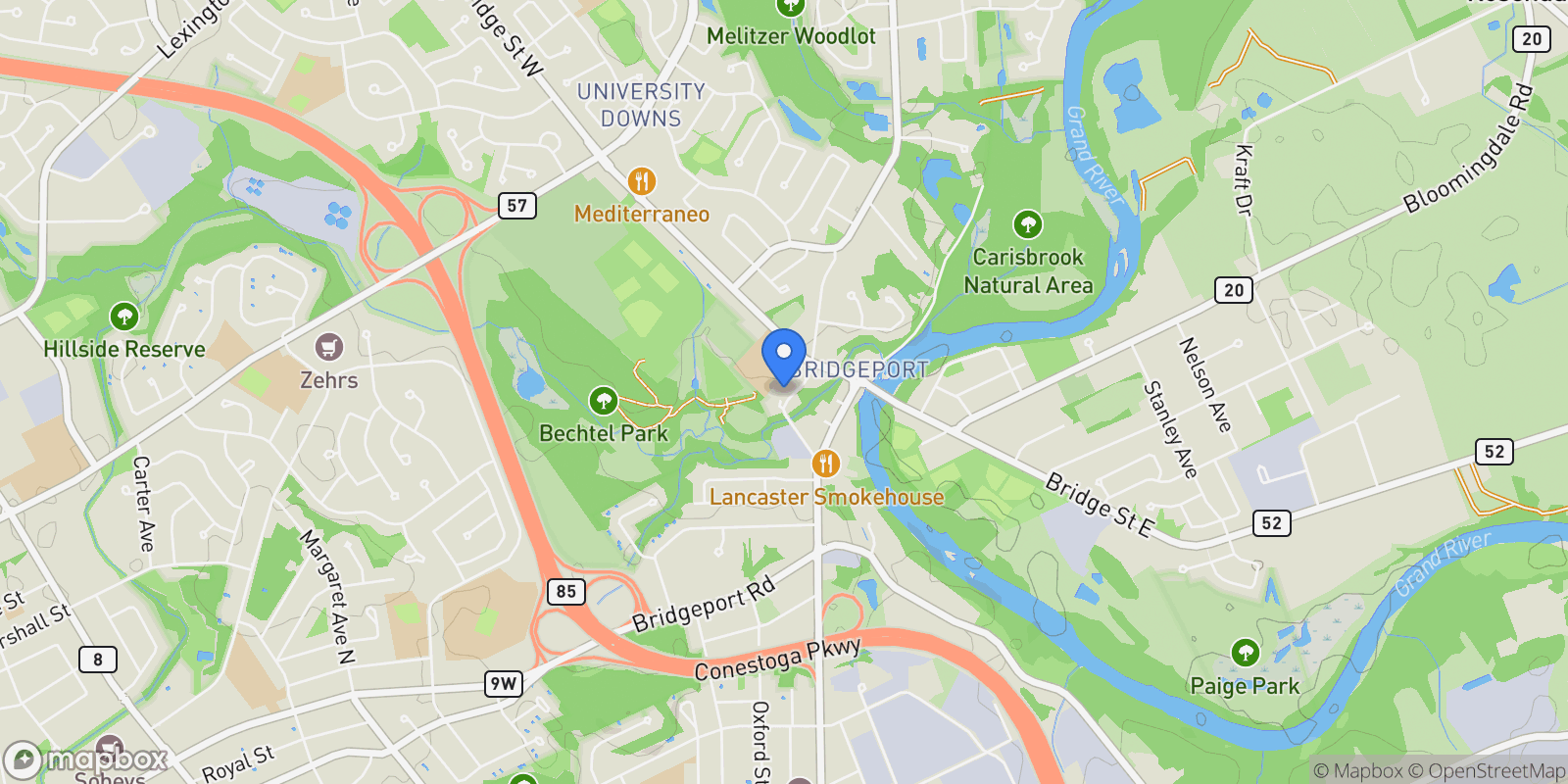 Map showing 38 Shirk Place, Kitchener, ON N2K 1R4, Kitchener, Ontario, Canada.
