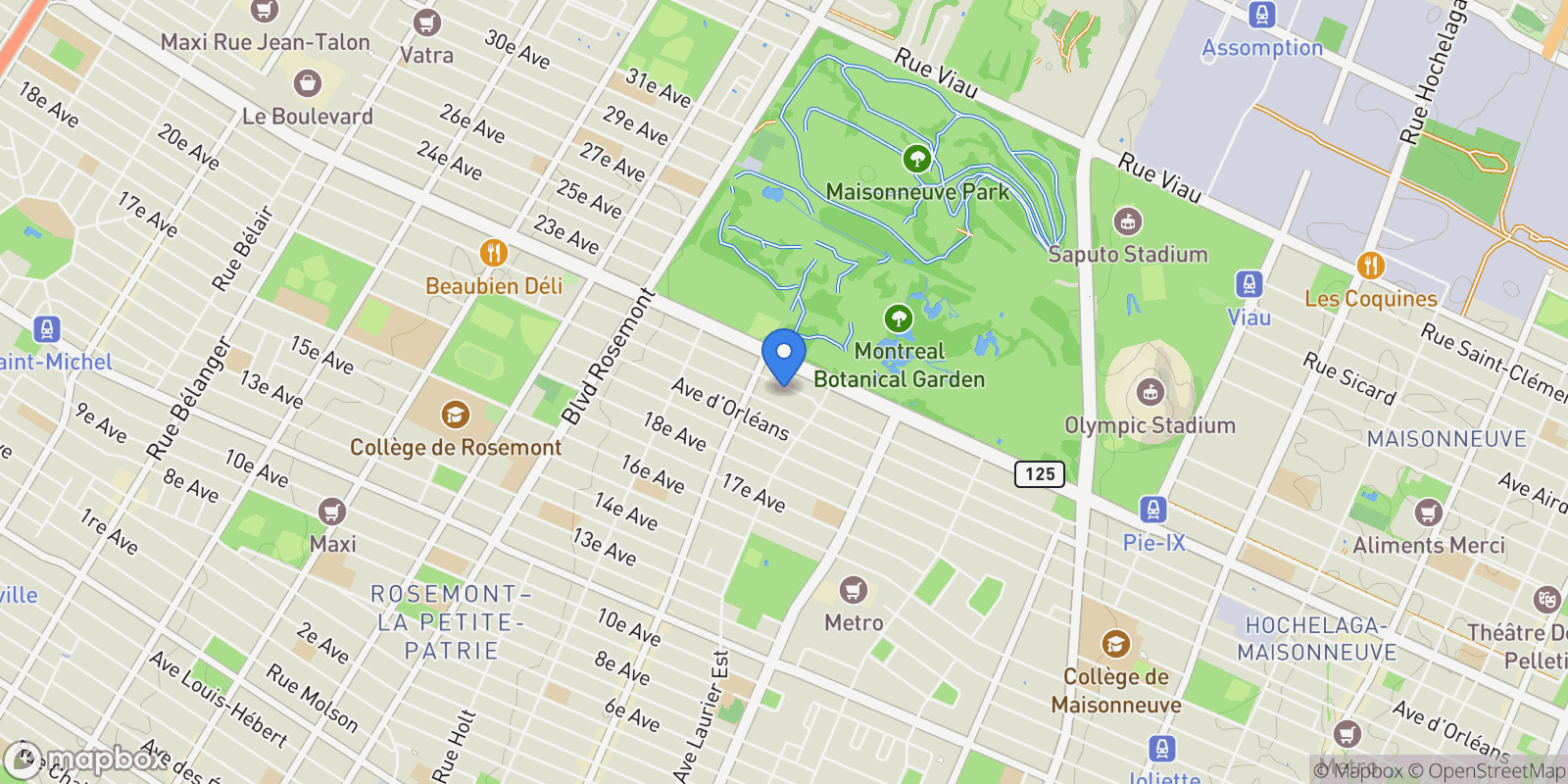 Map showing 5310 Av. Jeanne-d'Arc, Montréal, Quebec, Canada.