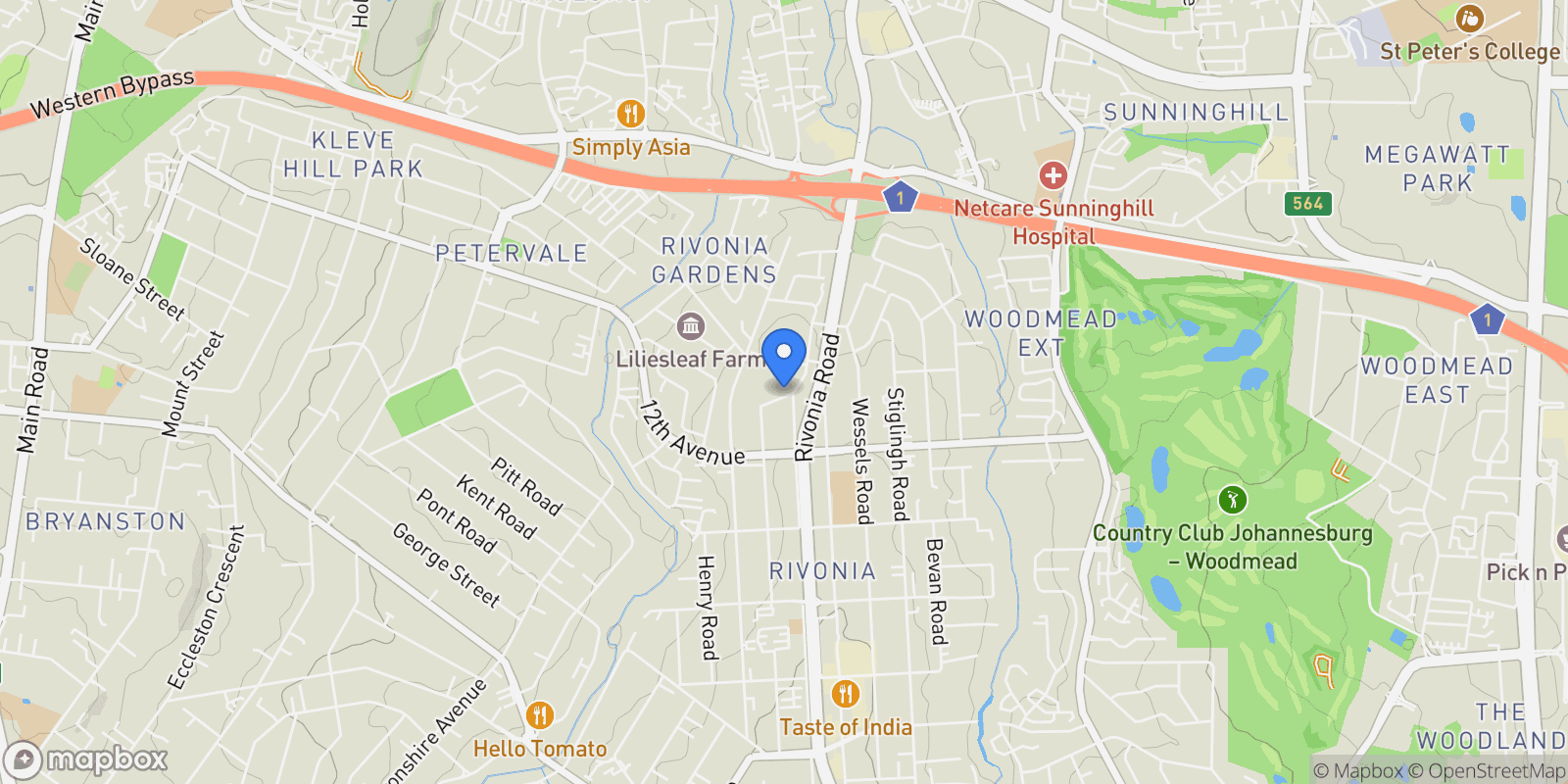 Map showing South Africa Sandton Edenburg, Sandton, Gauteng, South Africa.